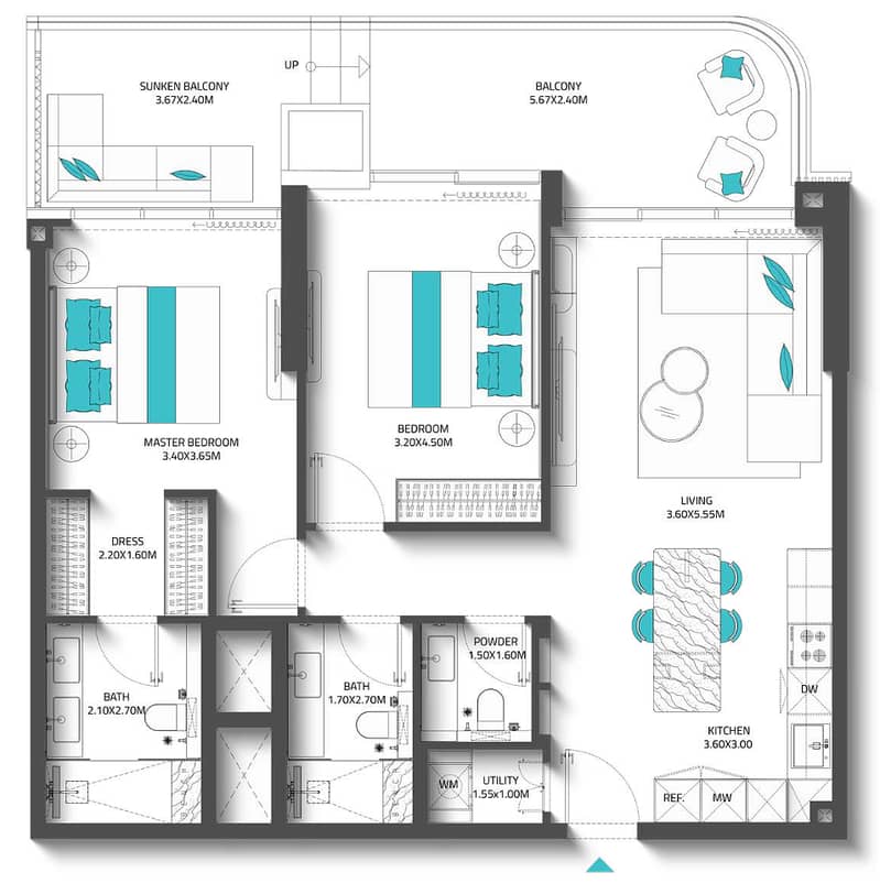 9 Reef 997-2 bedroom-unit no 406 floor plan. png
