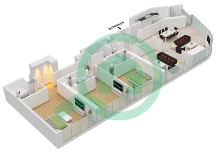 المخططات الطابقية لتصميم النموذج 2 شقة 3 غرف نوم - المجاز 1