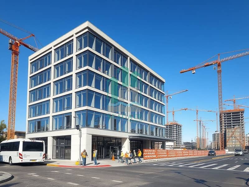 A_labor_accommodation_building_designed_similarly_to_the_reference_image_featuring_a_modern_multi_story_structure_with_large_glass_windows. _The_building_is_situated_at_an_intersection_with_a_bus_parked_nearby_and_wor. jpeg A_labor_accommodation_building_designed_similarly_to_the_reference_image_featuring_a_modern_multi_story_structure_with_large_glass_windows. _The_building_is_situated_at_an_intersection_with_a_bus_parked_nearby_and_wor. jpeg