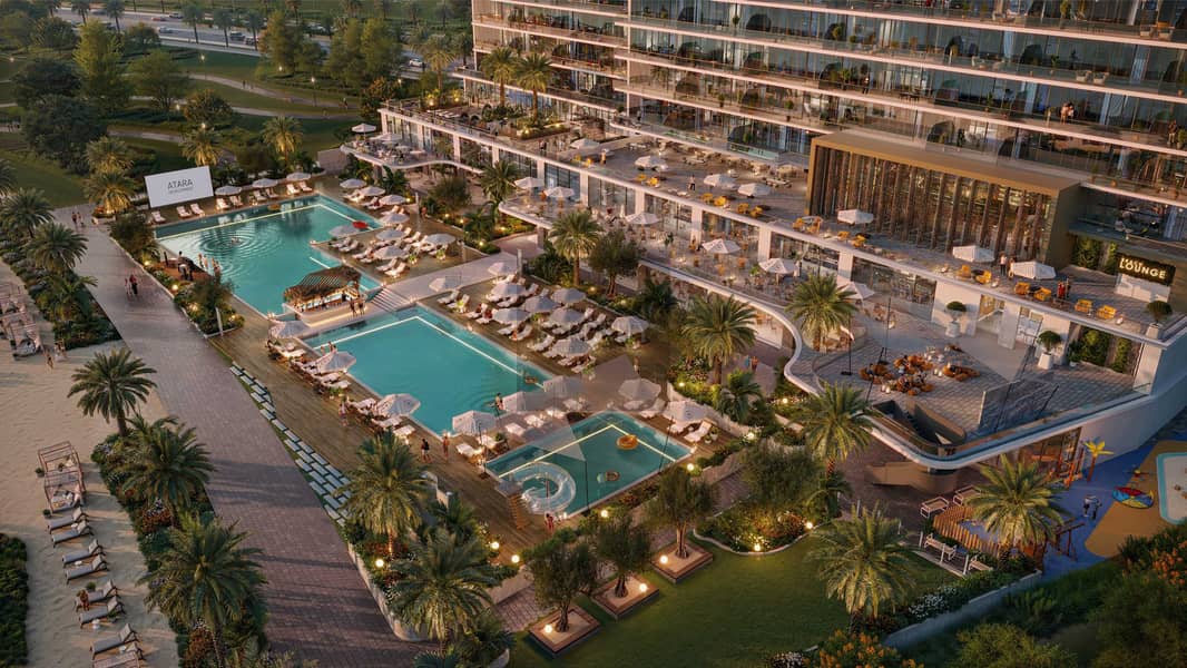 2 The Residences at Sheraton Al Marjan Island - amenities deck - night. jpg