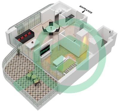 Sonate Residences - Planimetria del piano di 1 Camera Appartamento Tipo A1