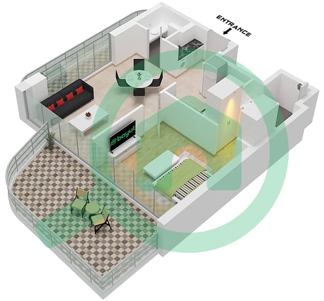 Sonate Residences - 1 Bedroom Apartment Type A1 Floor plan interactive3D