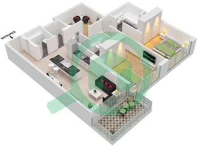 Th8 - 2 Bedroom Apartment Type 2B-1 Floor plan