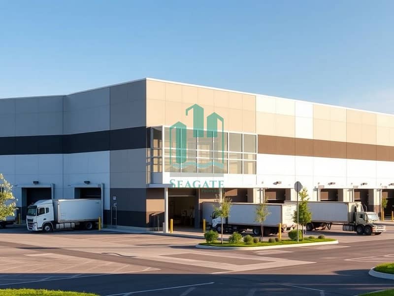 An_exterior_view_of_a_modern_warehouse_building_showcasing_its_large_loading_docks_high_ceilings_and_wide_entrances. _The_facade_is_made_of_sleek_metal_panels_with_large_glass_windows_allowing_a_glimpse_inside. _Surrou. jpeg An_exterior_view_of_a_modern_warehouse_building_showcasing_its_large_loading_docks_high_ceilings_and_wide_entrances. _The_facade_is_made_of_sleek_metal_panels_with_large_glass_windows_allowing_a_glimpse_inside. _Surrou. jpeg