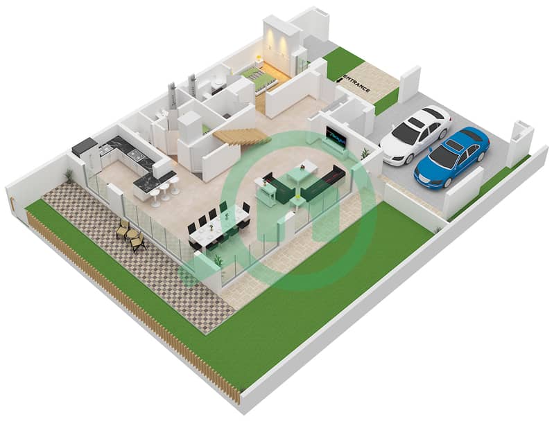Floor Ground Golf Lane - 4 Bedroom Villa Type AVA-MIRROR Floor plan Floor Ground interactive3D