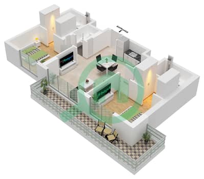 المخططات الطابقية لتصميم النموذج A شقة 2 غرفة نوم - أيالا أون ذا بارك
