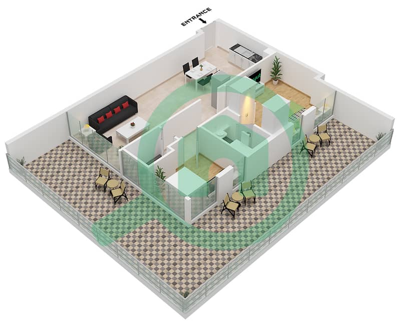 Skyhills Residence 2 - 1 Bedroom Apartment Unit 10 FLOOR 1 Floor plan interactive3D