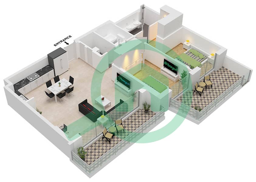 The Cove II Building 7 - 2 Bedroom Apartment Unit 7 FLOOR GROUND Floor plan interactive3D