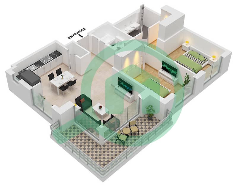 The Cove II Building 7 - 2 Bedroom Apartment Unit 9 FLOOR 1-7 Floor plan interactive3D