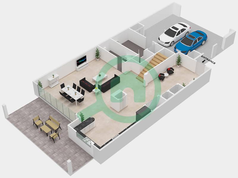 Ghadeer 1 - 3 Bedroom Villa Type A Floor plan interactive3D