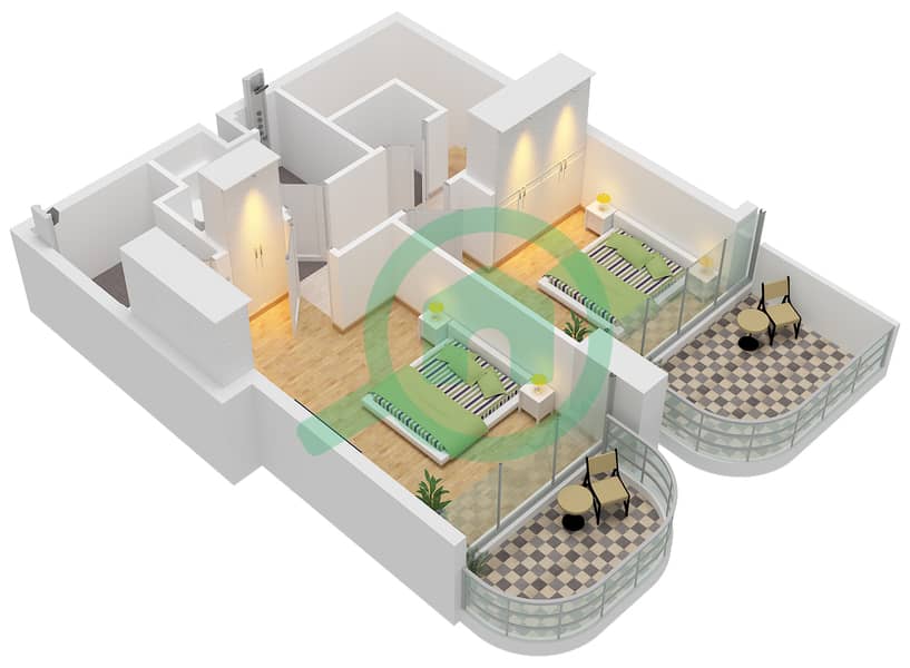 Ananda Residences Tower A - 3 Bedroom Apartment Type/unit A / UNIT 04 Floor plan First Floor interactive3D