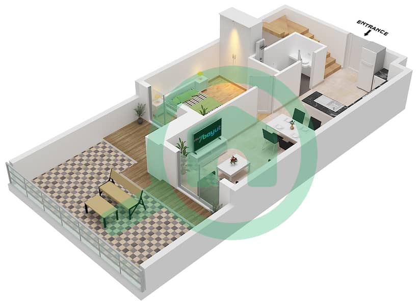 Floor Ground Rukan Residence - 3 Bedroom Townhouse Type G10 Floor plan Floor Ground interactive3D
