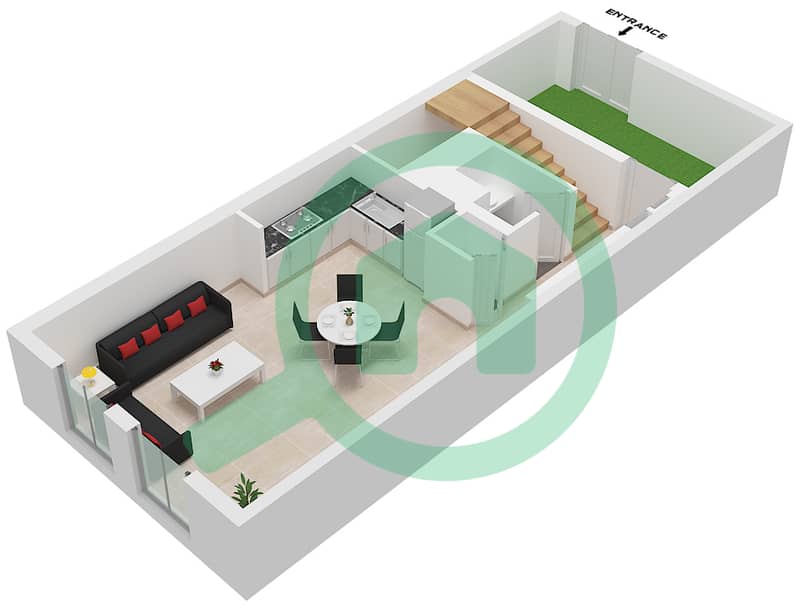 Floor 1 Lower Lime Gardens - 1 Bedroom Apartment Type/unit 1 / UNIT 9 Floor plan Floor 1 Lower interactive3D