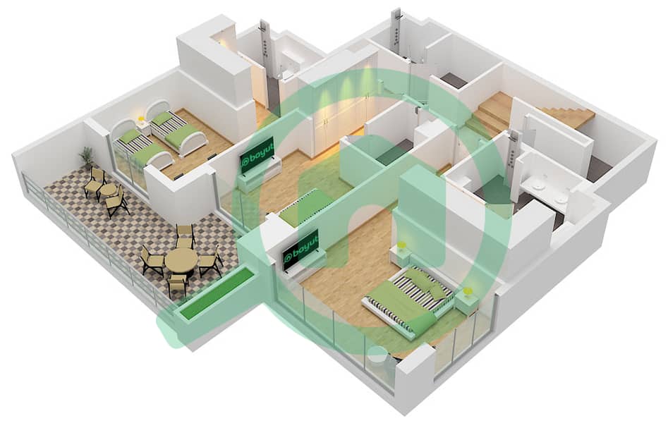 Floor Lower Lacina - 3 Bedroom Apartment Type A1 Floor plan Floor Lower interactive3D