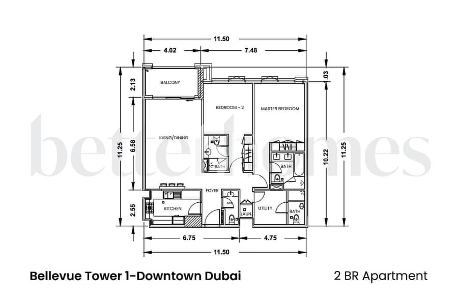 24 2 Br Bellevue Tower 1 Bellevue Towers Downtown Dubai NEWFLOORPLAN 2