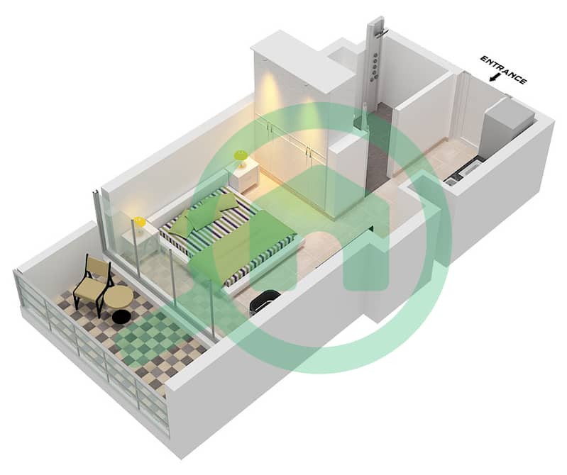 Auresta Tower - Studio Apartment Unit 14 Floor plan interactive3D