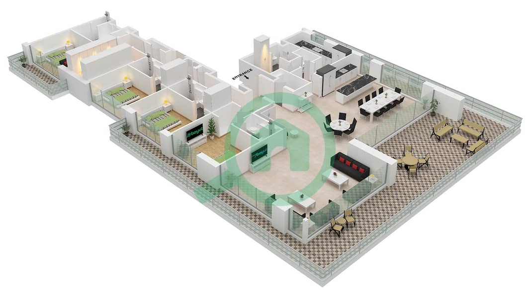 The Cove II Building 8 - 4 Bedroom Penthouse Unit 1 FLOOR 8 Floor plan interactive3D