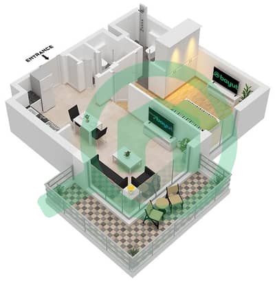 Lexington - Grundriss für 1 Schlafzimmer Wohnung Typ B