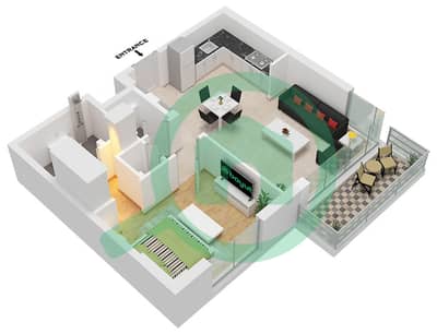 Lexington - Grundriss für 1 Schlafzimmer Wohnung Typ C