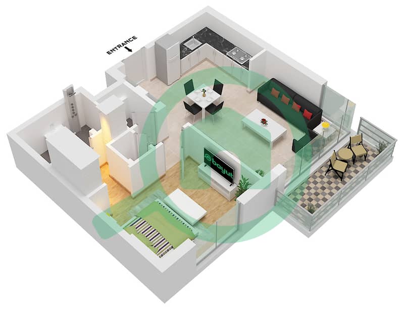 Lexington - Planimetria del piano di 1 Camera Appartamento Tipo C interactive3D