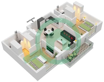 Lexington - Grundriss für 2 Schlafzimmer Wohnung Typ A