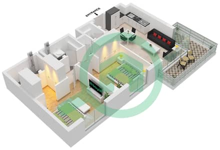 Lexington - Grundriss für 2 Schlafzimmer Wohnung Typ B