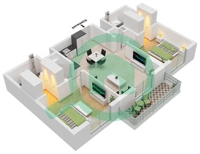 Lexington - Grundriss für 2 Schlafzimmer Wohnung Typ D