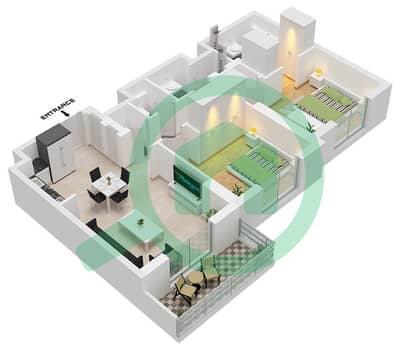 Lexington - Grundriss für 2 Schlafzimmer Wohnung Typ G