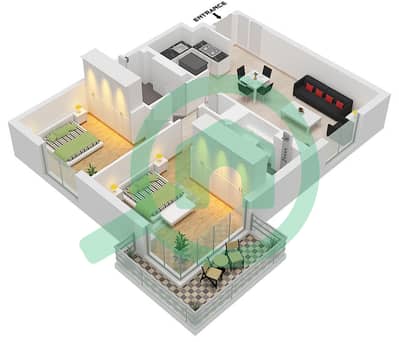Lexington - Grundriss für 2 Schlafzimmer Wohnung Typ H