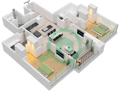 DIFC Heights Tower - Plan d’étage de 2 chambres Appartement Type/unité A / UNIT 8,9 FLOOR 27-40