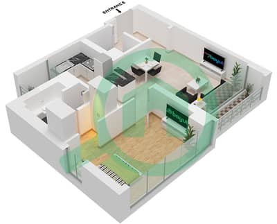 المخططات الطابقية لتصميم النموذج B شقة 1 غرفة نوم - القرم فيو
