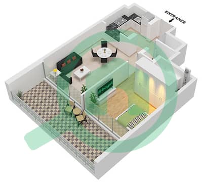 Bliss Tower - Planimetria del piano di 1 Camera Appartamento Tipo 1B FLOOR 2-11