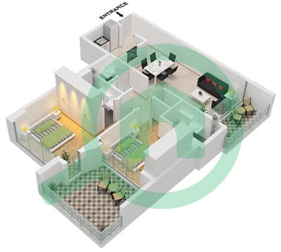 Bliss Tower - Planimetria del piano di 2 Camere Appartamento Tipo 1 FLOOR 2-11