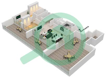 Bliss Tower - Planimetria del piano di 2 Camere Appartamento Tipo 1 FLOOR 12