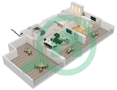 Bliss Tower - Planimetria del piano di 2 Camere Appartamento Tipo 1A FLOOR 12
