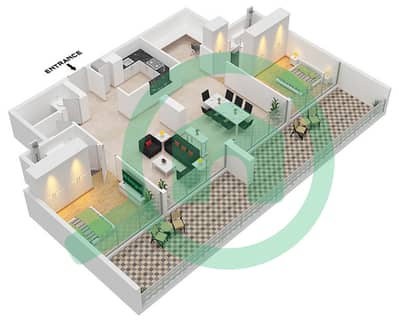 Bliss Tower - Planimetria del piano di 2 Camere Appartamento Tipo 3 FLOOR 1