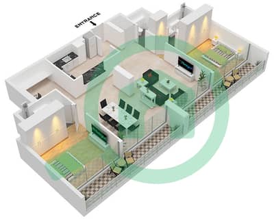 Bliss Tower - Planimetria del piano di 2 Camere Appartamento Tipo 2A FLOOR 1