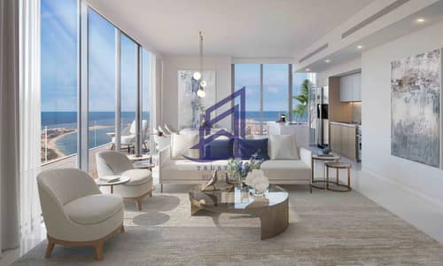 2 Cпальни Апартамент Продажа в Дубай Харбор, Дубай - living-room-beach-isle. jpg 2 Cпальни Апартамент Продажа в Дубай Харбор, Дубай - living-room-beach-isle. jpg