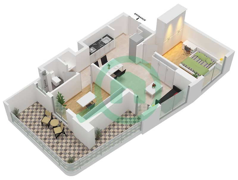 Yigo 26 - 1 Bedroom Apartment Type/unit 03 / UNIT 10,16 FLOOR 1 Floor plan interactive3D