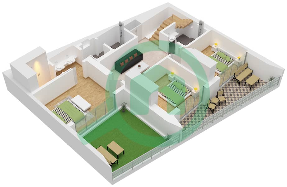 Orise by Beyond Podium - 3 Bedroom Apartment Type/unit CHALET B / UNIT C3,C6 Floor plan Floor Lower interactive3D