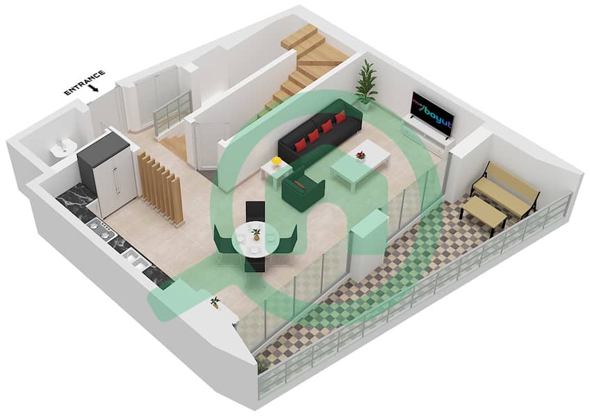 Orise by Beyond Podium - 3 Bedroom Apartment Type/unit CHALET B / UNIT C3,C6 Floor plan Floor Upper interactive3D