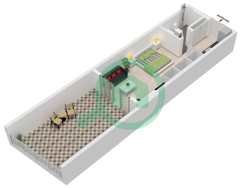 Yigo 26 - Studio Apartment Type/unit 03A / UNIT 03 FLOOR 1 Floor plan interactive3D