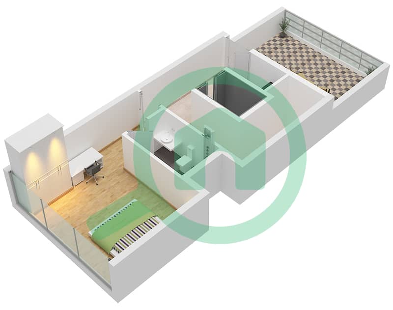 Verdana 7 - 3 Bedroom Townhouse Type A Floor plan Floor Second interactive3D