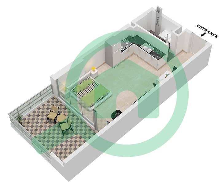 Deansgate by ADE - Studio Apartment Type/unit A / UNIT 5 FLOOR 2-8 Floor plan interactive3D