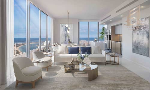 2 Bedroom Apartment for Sale in Dubai Harbour, Dubai - living-room-beach-isle. jpg 2 Bedroom Apartment for Sale in Dubai Harbour, Dubai - living-room-beach-isle. jpg