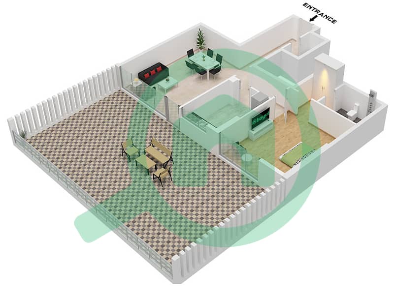 Deansgate by ADE - 1 Bedroom Apartment Type/unit C / UNIT 6 FLOOR 1 Floor plan interactive3D