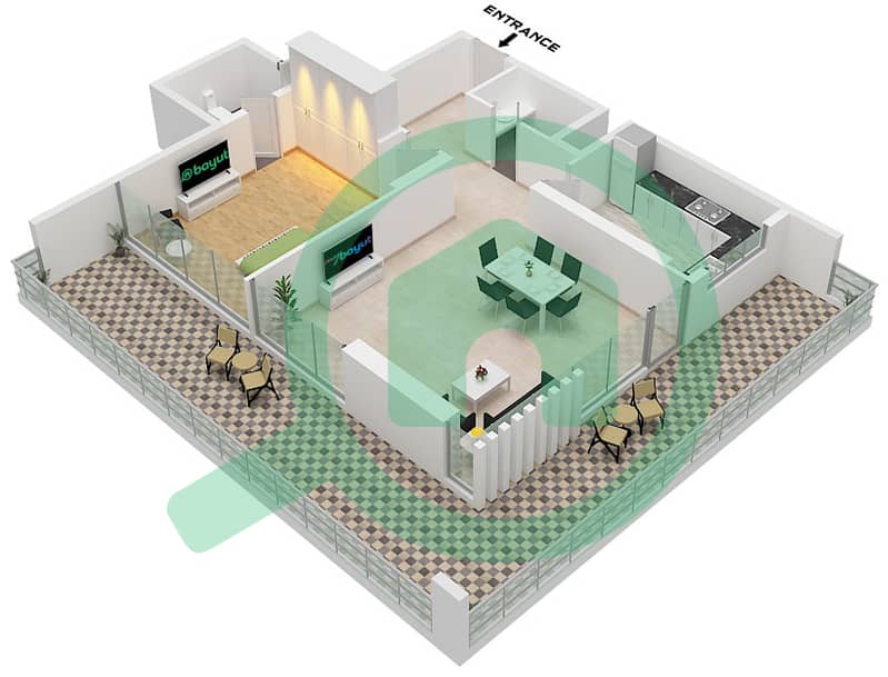 Deansgate by ADE - 1 Slaapkamer Appartement Type/unit E / UNIT 3 FLOOR 2 Plattegrond interactive3D