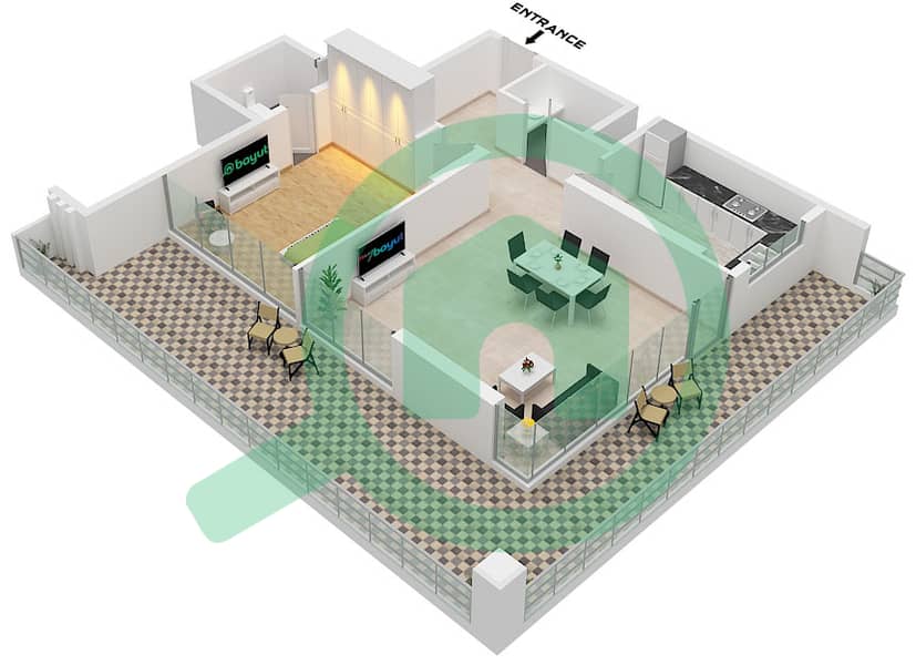 Deansgate by ADE - 1 Slaapkamer Appartement Type/unit N / UNIT 2 FLOOR 9 Plattegrond interactive3D