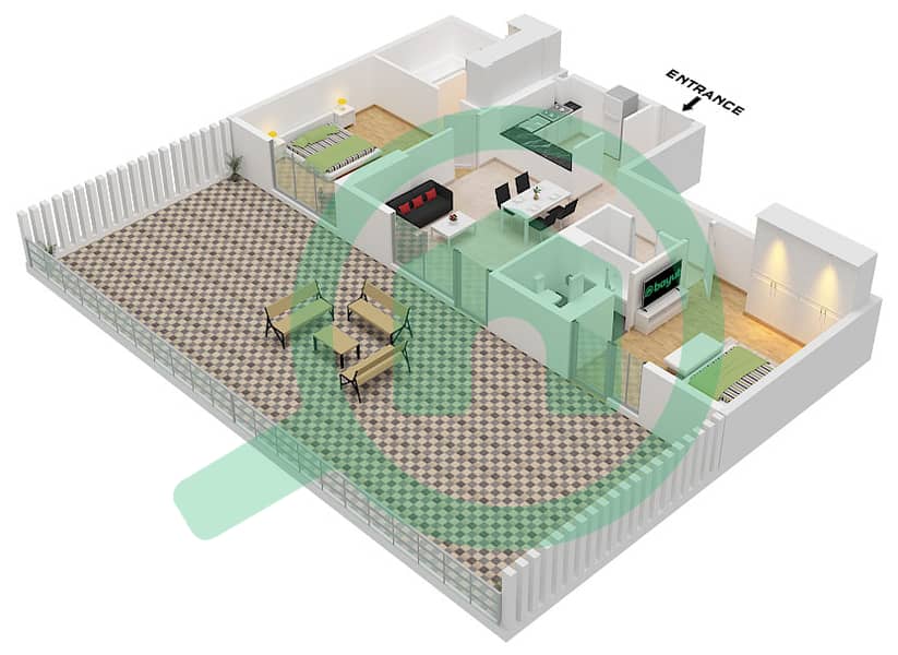 Deansgate by ADE - 2 Slaapkamers Appartement Type/unit C / UNIT 5 FLOOR 1 Plattegrond interactive3D