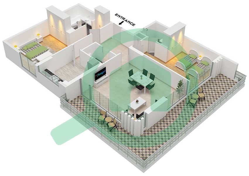 Deansgate by ADE - 2 Slaapkamers Appartement Type/unit E / UNIT 8 FLOOR 2 Plattegrond interactive3D